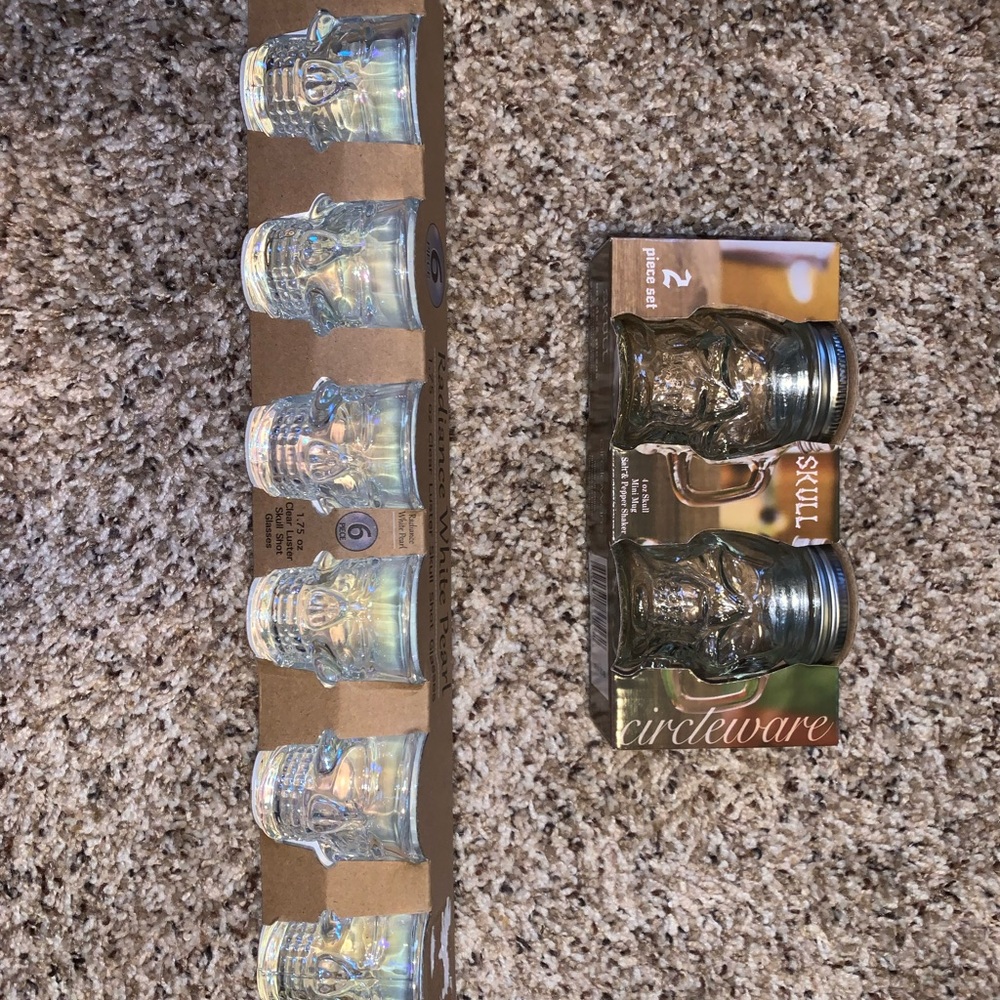 Ashland skeleton glass shot glasses & s&p shakers gothic decor witch decor